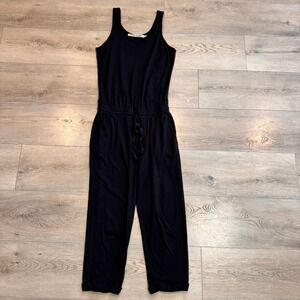 Michael Stars Black Tank Style Jumpsuit Drawstring Waist Wide Leg Size Small‎ S